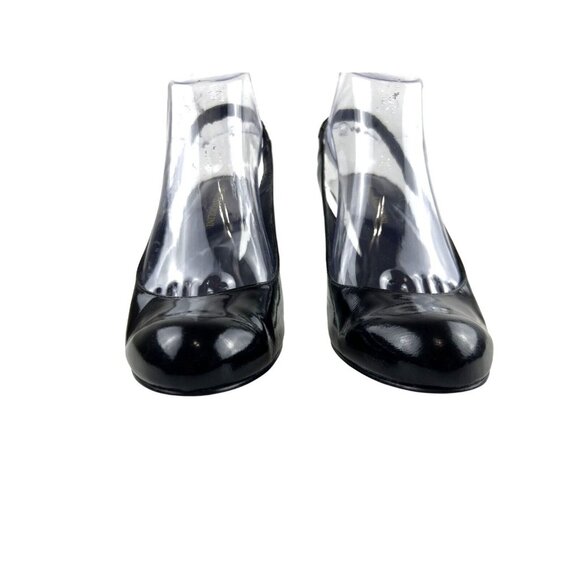 Enzo Angiolini Black Patent Leather Preppy Classic Chic Slingback Stilettos 7.5M - Picture 15 of 15
